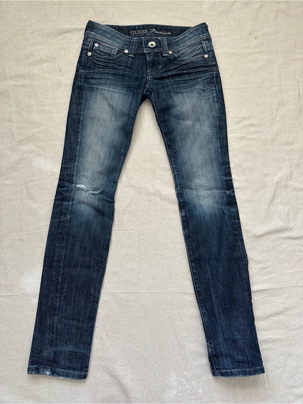 Y2K GUESS Premium Daredevil Skinny Leg Stretch Jeans - Dark Wash Size 24